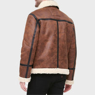 Mens Shearling Tan Brown Sheepskin B3 Leather Jacket Leather Jacket men detail view 2 | Dash Racegear — Mens Shearling Tan Brown Sheepskin B3 Leather Jacket