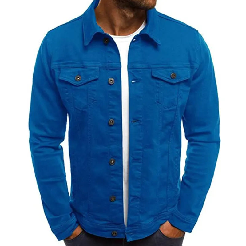 Mens Royal Blue Denim Jacket Denim Jacket men front product view | Dash Racegear — Royal Blue Mens Denim Jacket