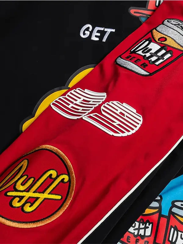 The Simpsons x Shoe Palace Duff Man Racing Jacket Jacket unisex detail view 4 | Dash Racegear — Shoe Palace x The Simpsons Duff Man Racing bomber jacket blending premium comfort with iconic animated-inspired everyday wearability.