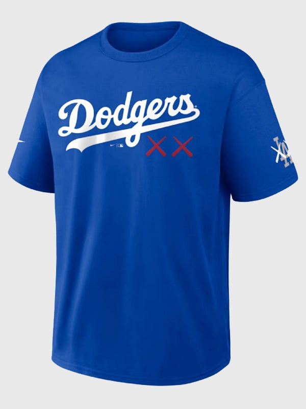 LA Dodgers Shohei Ohtani x KAWS Max90 T-Shirt Shirt unisex front product view | Dash Racegear — Los Angeles Dodgers Shohei Ohtani x KAWS Max90 Blue T-Shirt featuring premium comfort and bold streetwear-inspired everyday style.