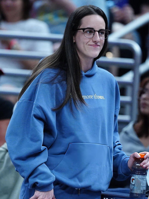 Caitlin Clark Shoot More Threes Hoodie Hoodie unisex detail view 2 | Dash Racegear — Shoot More Threes hoodie inspired by Caitlin Clark, featuring a clean blue pullover design with sporty appeal.