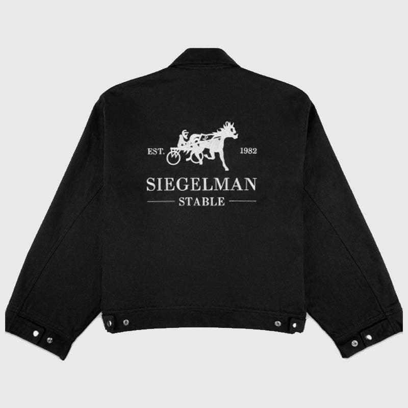 Siegelman Stable Embroidered Coaches Jacket Jacket unisex detail view 2 | Dash Racegear — Black embroidered coaches jacket by Siegelman Racing Stable in cotton