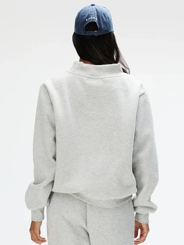 Parke Signature Patch Mockneck Sweatshirt Sweatshirt unisex detail view 3 | Dash Racegear — 2026 Parke Signature Patch fleece sweatshirt in grey, mockneck design for warm minimal streetwear looks.