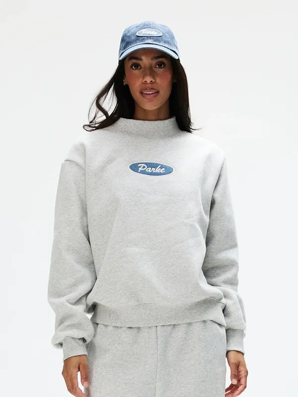 Parke Signature Patch Mockneck Sweatshirt Sweatshirt unisex detail view 2 | Dash Racegear — Parke 2026 grey mockneck fleece sweatshirt, Signature Patch detail for clean everyday relaxed style.