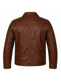Simu Liu Comic-Con 2026 Leather Jacket Leather Jacket unisex detail view 3 | Dash Racegear — Simu Liu 2026 Comic-Con brown leather jacket blending classic craftsmanship with modern everyday wearability.