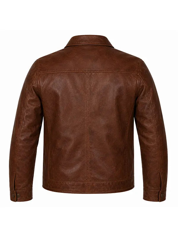 Simu Liu Comic-Con 2026 Leather Jacket Leather Jacket unisex detail view 3 | Dash Racegear — Simu Liu 2026 Comic-Con brown leather jacket blending classic craftsmanship with modern everyday wearability.