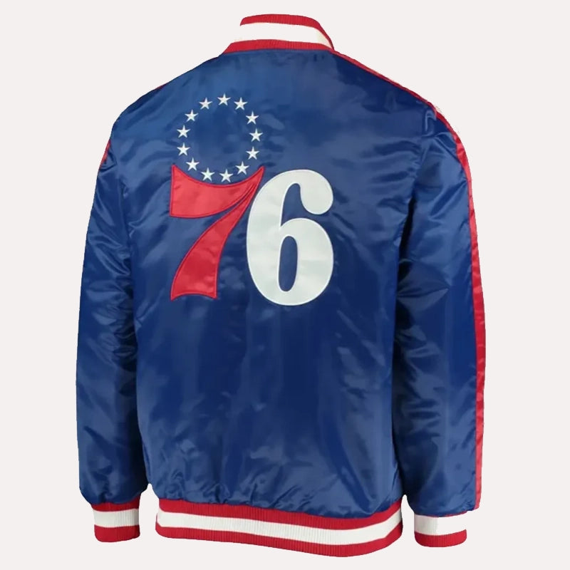 Sixers Starter 76ers Varsity Jacket Varsity Jacket unisex detail view 2 | Dash Racegear — Philadelphia 76ers Varsity Jacket – Bold Starter NBA Apparel