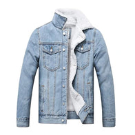 Sky Blue Sherpa Denim Jacket Denim Jacket unisex front product view | Dash Racegear — Sky Blue Sherpa Denim Jacket
