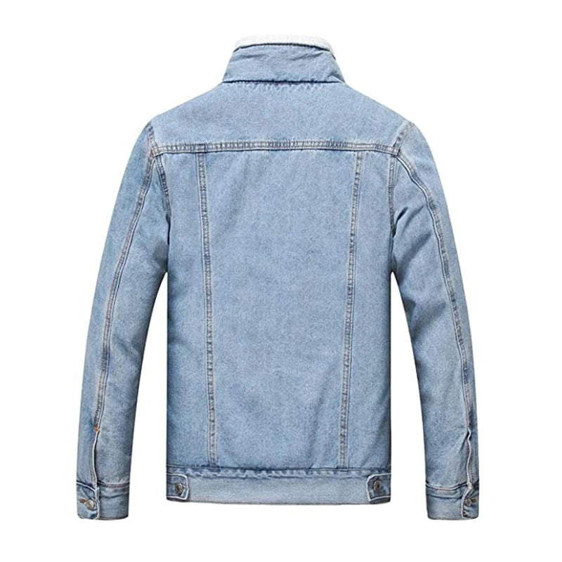 Sky Blue Sherpa Denim Jacket Denim Jacket unisex detail view 2 | Dash Racegear — Sky Blue Denim Sherpa Jacket
