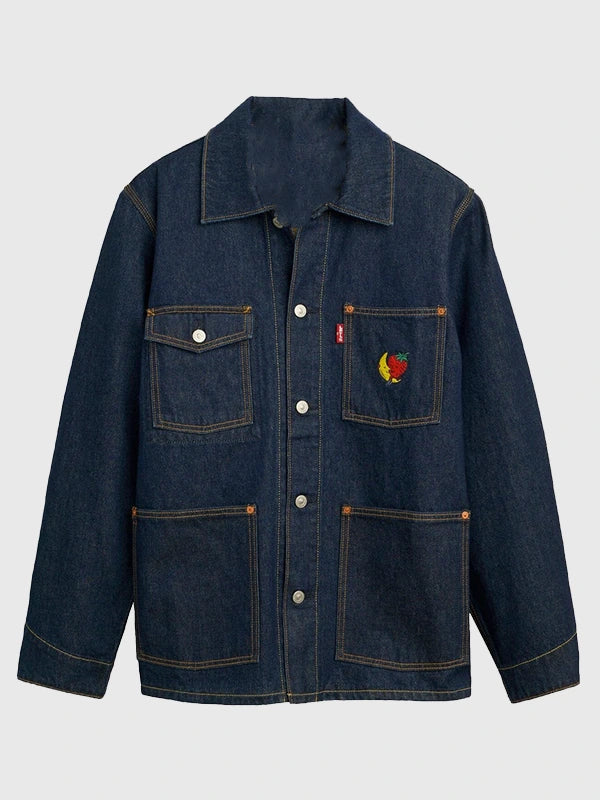 Levi’s x Sky High Farm Goods Chore Jacket Jacket unisex front product view | Dash Racegear — Sky High Farm Goods Levi’s 2026 Denim Jacket in Blue built around chore styling and practical garment structure
