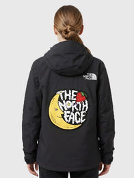 The North Face x Sky High Farm Rain Jacket Jacket unisex detail view 4 | Dash Racegear — North Face x Sky High Farm black rain jacket, unisex relaxed fit with graphic design for urban streetwear.