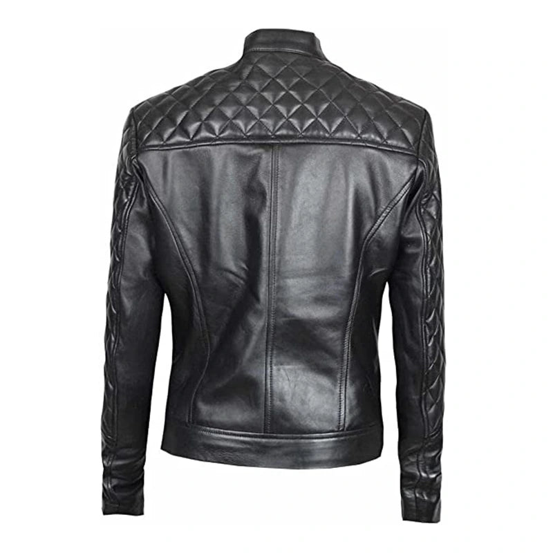 Women’s Black Quilted Leather Jacket Leather Jacket women detail view 2 | Dash Racegear — Black Quailed Leather Jacket
