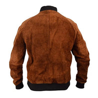 Mens Slim-Fit Brown Suede Leather Jacket Leather Jacket men detail view 2 | Dash Racegear — Slim-Fit Brown Suede Leather Jacket
