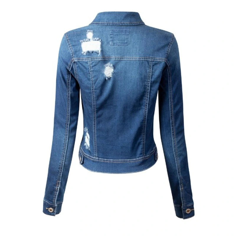 Women’s Slim-Fit Damage Blue Denim Jacket Denim Jacket women detail view 2 | Dash Racegear — Slim-Fit Dam0age Blue Denim Jacket