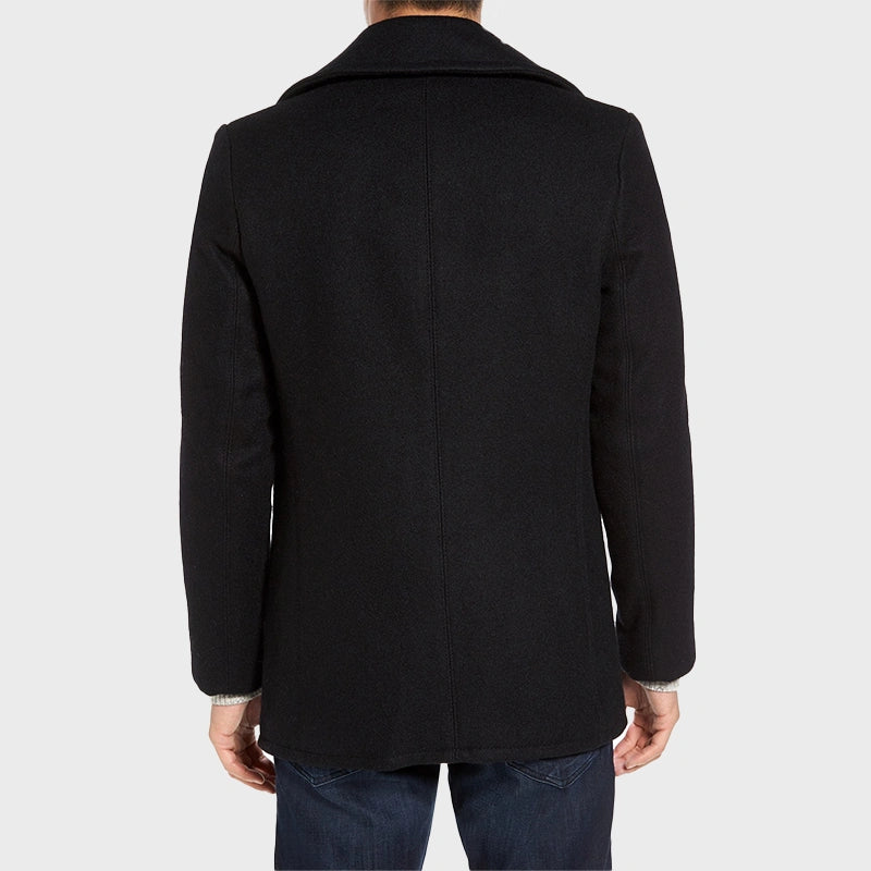 Mens Slim Fit Wool Blend Peacoat Coat men detail view 2 | Dash Racegear — Mens Slim Fit Wool Blend Peacoat