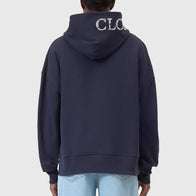 Closed Hoodie Womens Hoodie unisex detail view 7 | Dash Racegear — Navy blue Closed hoodie with soft fleece texture and relaxed fit