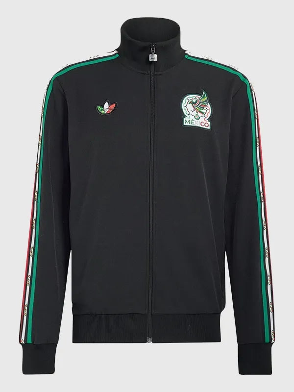 Adidas x Someone Somewhere Mexico Track Jacket Jacket unisex front product view | Dash Racegear — Adidas x Someone Somewhere 2026 Mexico fleece jacket in black blends athletic styling with a modern streetwear-inspired design.