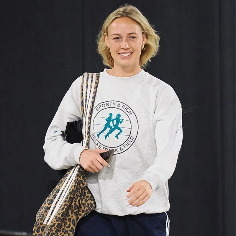 WNBA Playoff Sophie Cunningham Sweatshirt Sweatshirt unisex front product view | Dash Racegear — WNBA Playoff Grey Sweatshirt Featuring Sophie Cunningham