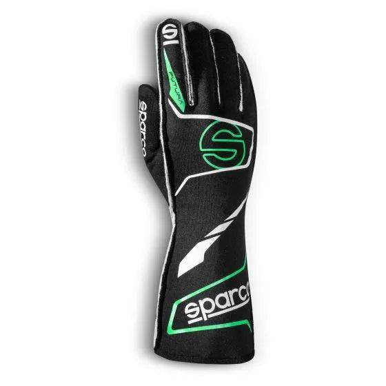 Sparco Futura Race Gloves - Black / Fluro Green, Small | DASH RACEGEAR