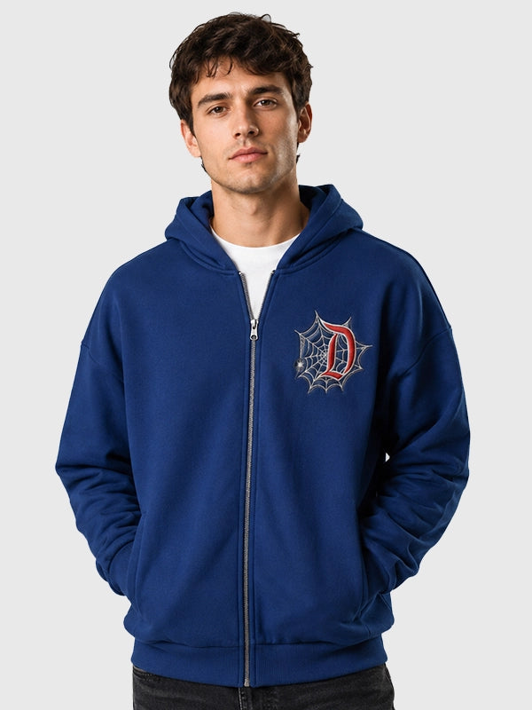 Spiderman Disneyland Hoodie Hoodie unisex front product view | Dash Racegear — Spider-Man Disneyland 2026 Zip-Up Hoodie in Blue featuring premium comfort and superhero-inspired everyday streetwear style.