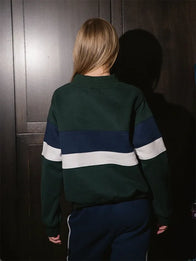 Parke Vintage Stripe Mockneck Sweatshirt Sweatshirt unisex detail view 2 | Dash Racegear — Parke 2026 green Sport graphic fleece sweatshirt with mockneck design, great for casual and sporty outfits.