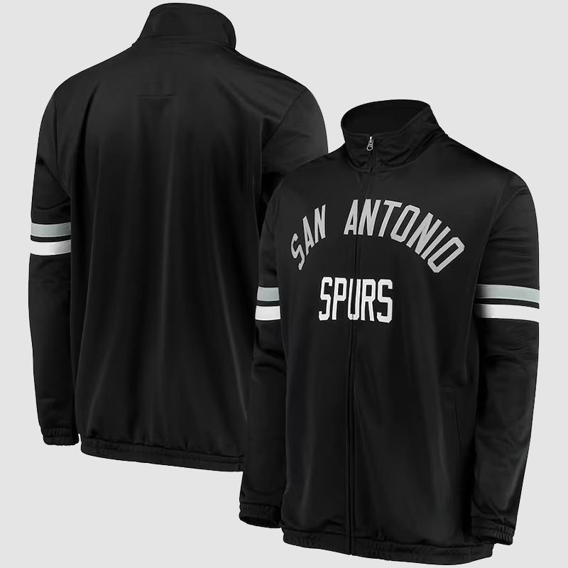 San Antonio Spurs G-III Sports by Carl Banks Veteran Track Jacket Jacket unisex front product view | Dash Racegear — Authentic Spurs Veteran Track Jacket – G-III Sports NBA Gear