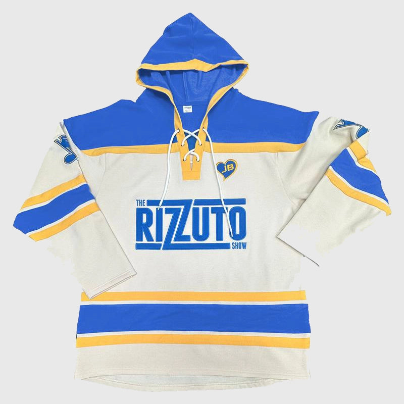Rizzuto Show Blues Night Hockey Hoodie Hoodie unisex front product view | Dash Racegear — Cozy Rizzuto Show Blues Night Hoodie – Hockey Spirit Wear