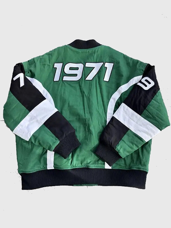 Fanatics Fest NYC 2026 Starbucks Varsity Jacket Varsity Jacket unisex detail view 4 | Dash Racegear — Starbucks Green & Black Fanatics Fest NYC 2026 Bomber Jacket featuring premium comfort and bold streetwear-inspired everyday style.