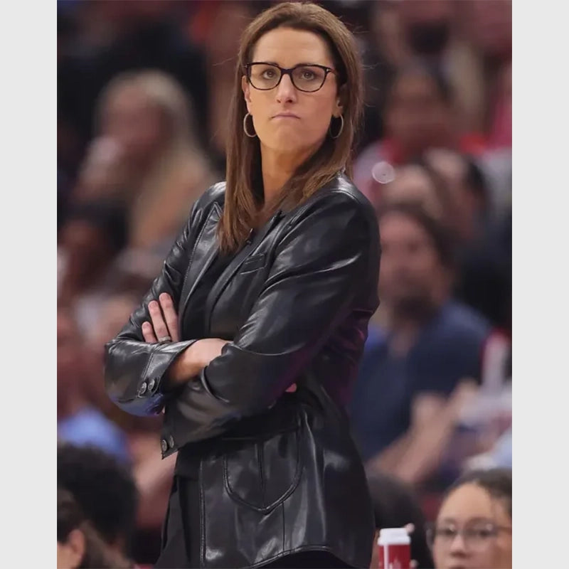 Stephanie White Indiana Fever Leather Jacket Leather Jacket unisex detail view 2 | Dash Racegear — Stephanie White Leather Jacket – Indiana Fever Tribute Wear