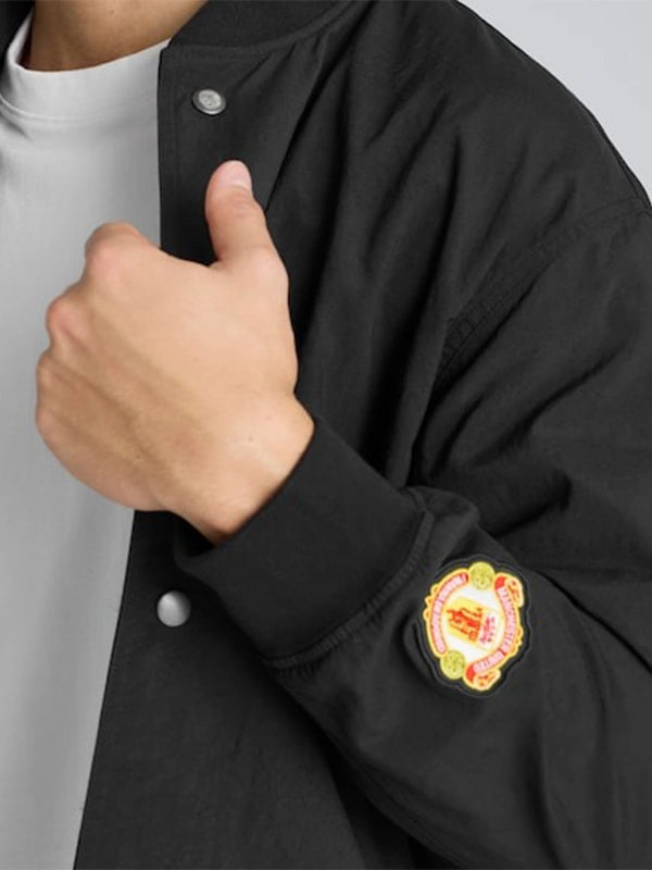 Manchester United x adidas Stone Roses Jacket Jacket unisex detail view 3 | Dash Racegear — 2026 Manchester United x Adidas Stone Roses Black Jacket featuring subtle branding and modern style for supporters.