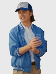 Stranger Things Steve Harrington Blue Coach Jacket Jacket unisex detail view 5 | Dash Racegear — Recreation Joe Keery Stranger Things season 05 blue bomber jacket with clean silhouette and lightweight warmth