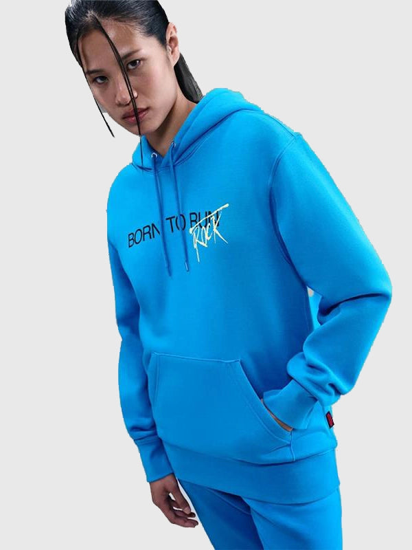 Nike x Stranger Things The SQWK Hoodie Hoodie unisex detail view 2 | Dash Racegear — Stranger Things Nike Born to Rock Hoodie in blue, SQWK graphic style, comfortable casual hoodie.