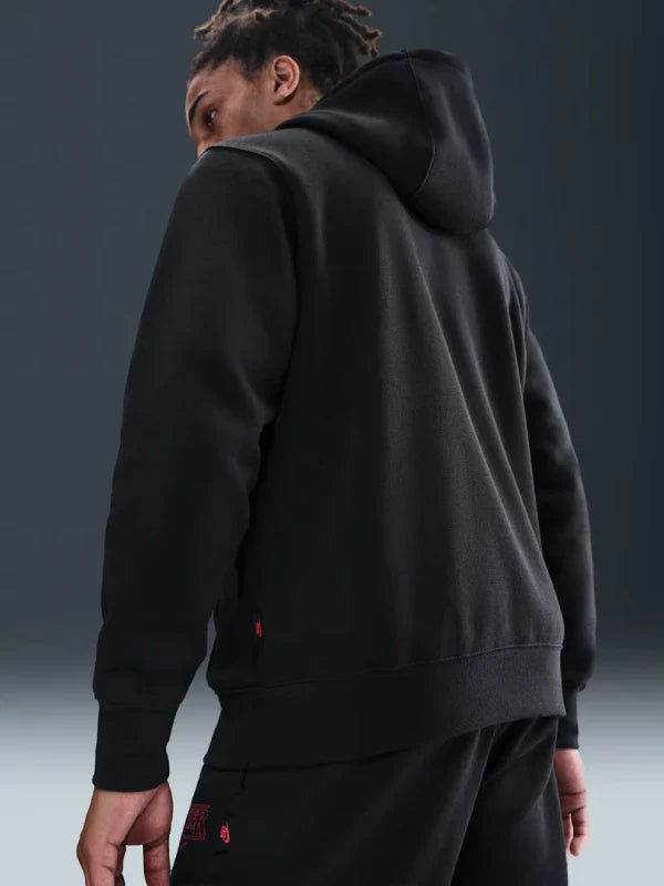 Nike x Stranger Things Hoodie Hoodie unisex detail view 3 | Dash Racegear — Nike Stranger Things collaboration black hoodie, fleece pullover style designed for show fans wanting standout graphic apparel.