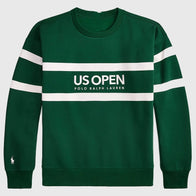 Ralph Lauren US Open 2025 Vintage Fit Sweatshirt Sweatshirt unisex front product view | Dash Racegear — Polo Ralph Lauren x US Open 2025 green vintage fit fleece sweatshirt with sporty stripes.