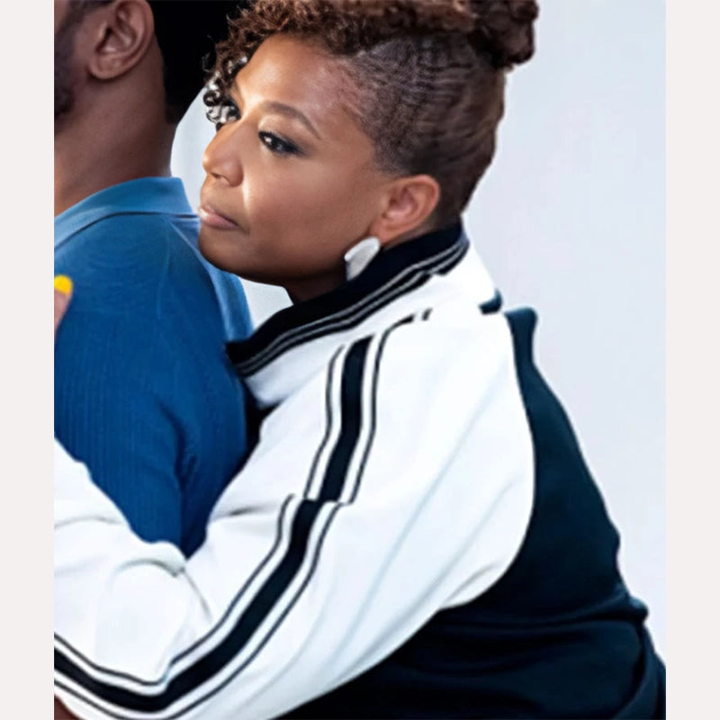 The Equalizer S5 Queen Latifah Side Stripe Jacket Jacket unisex front product view | Dash Racegear — The Equalizer S5 Queen Latifah Track Jacket with Side Stripes