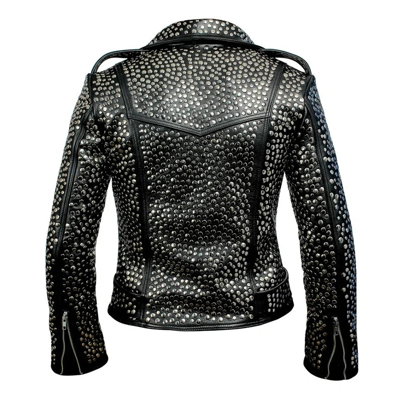 Patrick Studded Black Leather Jacket Leather Jacket unisex detail view 2 | Dash Racegear — Black Studded Leather Jacker For Mens