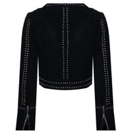 Mens Black Studded Suede Leather Jacket Leather Jacket men detail view 2 | Dash Racegear — Studded Suede Leather Black Jacket