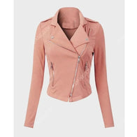 Womens Pink Leather Jacket Leather Jacket women front product view | Dash Racegear — Womens Pink Leather Jacket