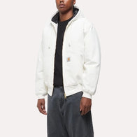 Mens White Zipper Carhartt Hooded Jacket Jacket unisex front product view | Dash Racegear — Carhartt winter hoodie white jacket