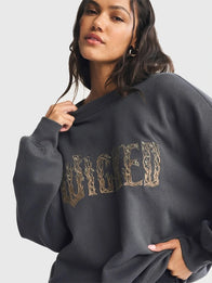 Abercrombie Wicked Oversized Sunday Crewneck Sweatshirt Sweatshirt unisex detail view 4 | Dash Racegear — Relaxed-fit fleece sweatshirt by Abercrombie in Wicked Grey for effortless layering.