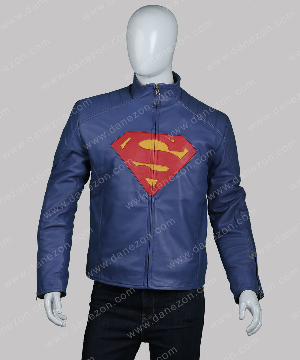Superman Man of Steel Jacket Jacket unisex front product view | Dash Racegear — Superman Man of Steel Leather Jacket