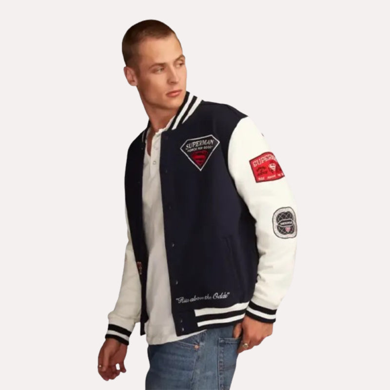 Superman x Lucky Brand Varsity Jacket Varsity Jacket unisex detail view 4 | Dash Racegear — black superman varsity jacket lucky brand edition