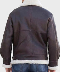 Sylvester Stallone Shearling Brown Aviator Leather Jacket Leather Jacket unisex detail view 2 | Dash Racegear — Sylvester Stallone Shearling Aviator Bomber Jacket