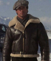 Sylvester Stallone Shearling Brown Aviator Leather Jacket Leather Jacket unisex detail view 3 | Dash Racegear — Sylvester Stallone Brown Shearling Aviator Jacket