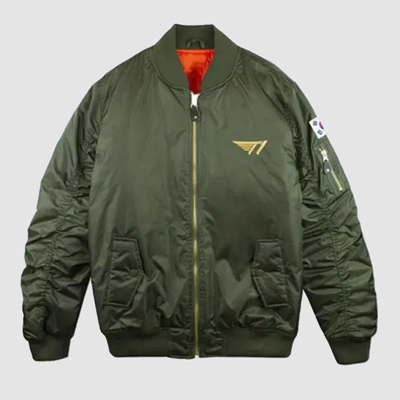 T1 Bomber Jacket Bomber Jacket unisex front product view | Dash Racegear — Unisex T1 bomber jacket – Stylish esports apparel for all fans