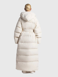 The North Face x Skims Nuptse Wrap White Parka Coat Coat unisex detail view 2 | Dash Racegear — Chic and insulated, the Women’s The North Face x SKIMS 2025 White Nuptse Wrap Parka keeps women warm during brisk walks or errands.