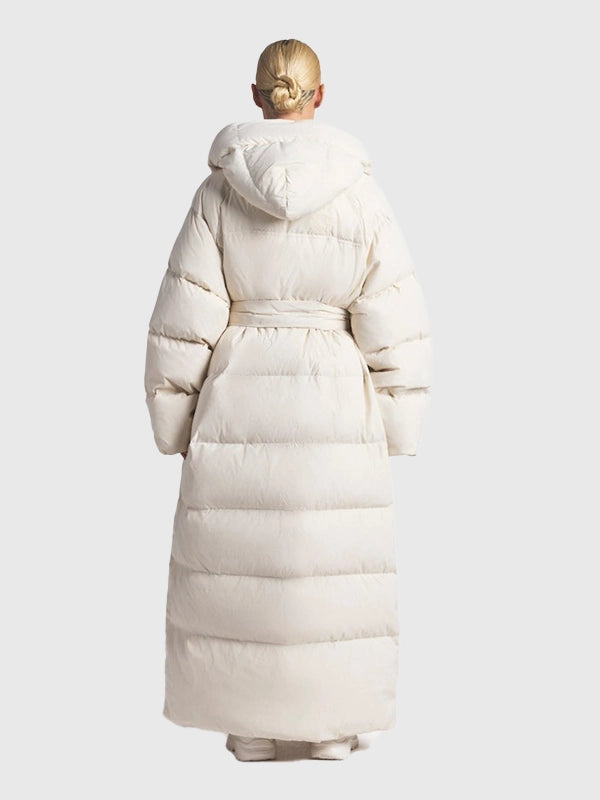 The North Face x Skims Nuptse Wrap White Parka Coat Coat unisex detail view 2 | Dash Racegear — Chic and insulated, the Women’s The North Face x SKIMS 2025 White Nuptse Wrap Parka keeps women warm during brisk walks or errands.