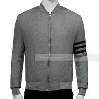 Power Book II Ghost S02 Tariq St Patrick Grey Wool Jacket Jacket unisex detail view 3 | Dash Racegear — Power Tariq Grey Bomber Jacket