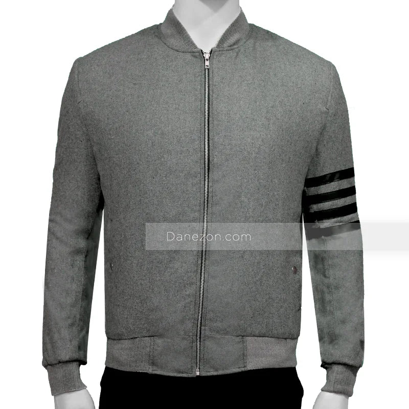Power Book II Ghost S02 Tariq St Patrick Grey Wool Jacket Jacket unisex detail view 3 | Dash Racegear — Power Tariq Grey Bomber Jacket
