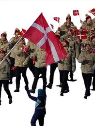 Winter Olympics 2026 Team Denmark Jacket Jacket unisex front product view | Dash Racegear — Cozy hooded puffer jacket in Team Denmark colors for Milano Cortina Winter Olympics 2026 with fan‑forward style.